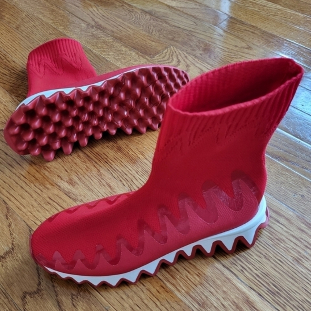 Christian Louboutin Kids Red Knit Sneakers
